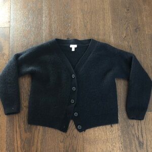 Garnet Hill Black Button-Up Cardigan